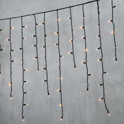 Гирлянда Бахрома 3,2 x 0,9 м Экстра Тепло-Белая 220В, 168 LED, Провод Черный Каучук, IP65