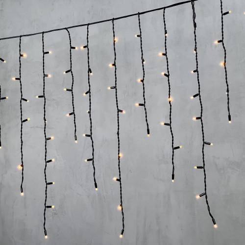 Гирлянда Бахрома 3,2 x 0,9 м Экстра Тепло-Белая 220В, 168 LED, Провод Черный Каучук, IP65