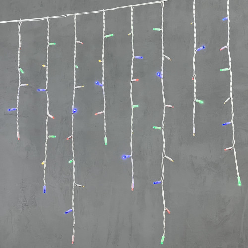 Гирлянда Бахрома 3,2 x 0,9 м Разноцветная 220В, 168 LED, Провод Белый Каучук, IP65