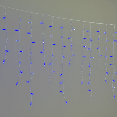 Гирлянда Бахрома 3,2 x 0,9 м Синяя с Мерцанием Белого Диода 220В, 168 LED, Провод Белый К