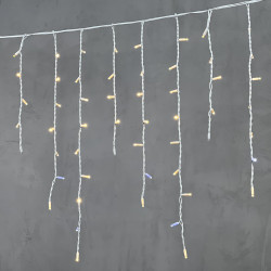 Гирлянда Бахрома 3,2 x 0,9 м Тепло-Белая с Мерцанием Белого Диода 220В, 168 LED, Провод Белый Каучук, IP65