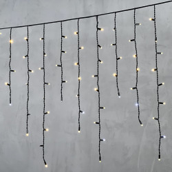 Гирлянда Бахрома 3,2 x 0,9 м Тепло-Белая с Мерцанием Белого Диода 220В, 168 LED, Провод Черный Каучук, IP65