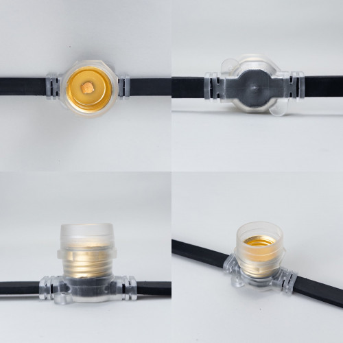 Белт-Лайт 10м, Провод Черный Каучук, Шаг 100 см, 10 Прозрачных Патронов, IP65