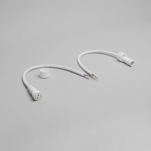 Коннектор 220В Папа-Мама 2 pin, 30см Провод Белый Каучук 2х1, IP65
