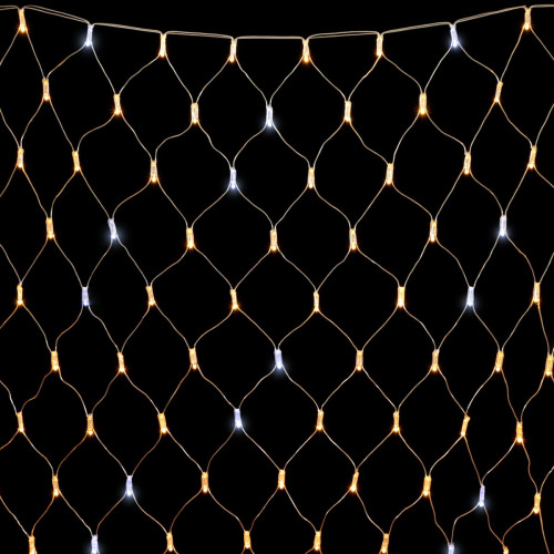 Светодиодная Сеть с Колпачком 2 x 2 м Тепло-Белая с Мерцанием Белого Диода 220В, 256 LED, Провод Прозрачный ПВХ, IP65