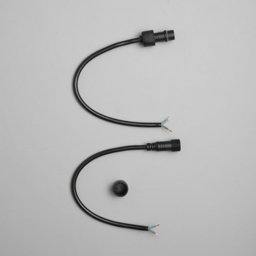 Коннектор 220В Папа-Мама 2 pin, 30см Провод Черный Каучук 2х1, IP65