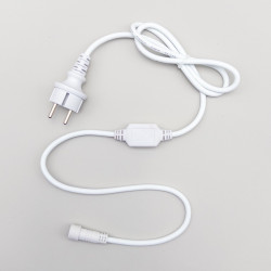 Кабель Питания 1,5м с Выпрямителем для Каучуковых и ПВХ Нитей 220В, Провод Белый Каучук, IP65