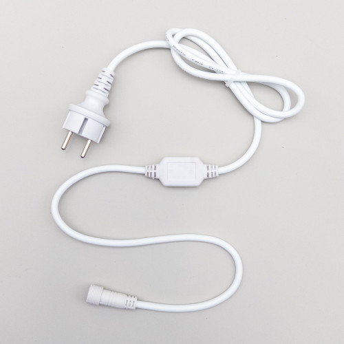 Кабель Питания 1,5м с Выпрямителем для Каучуковых и ПВХ Нитей 220В, Провод Белый Каучук, IP65