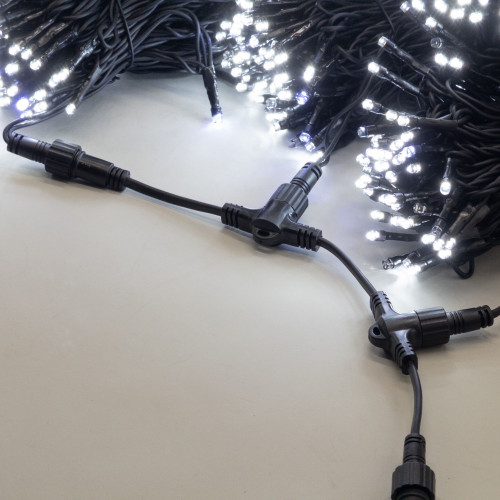 Комплект 3 Белых Нити по 20м с Мерцанием Белого Диода, 600 LED, Провод Черный Каучук 2,3мм, IP54 Комплект 3 Белых Нити по 20м с Мерцанием Белого Диода, 600 LED, Провод Черный Каучук 2,3мм, IP54