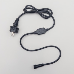 Кабель питания 1,5м с Выпрямителем для Каучуковых и ПВХ Нитей 220В, Провод Черный Каучук, IP65