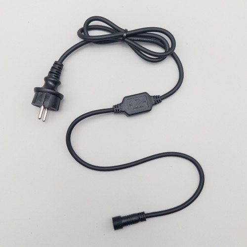 Кабель питания 1,5м с Выпрямителем для Каучуковых и ПВХ Нитей 220В, Провод Черный Каучук, IP65