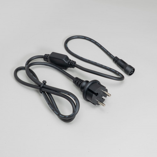 Кабель Питания 1,5м с Выпрямителем для Шариков 40мм 220В, Провод Черный Каучук, IP65