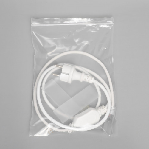 Кабель Питания 1,5м с Выпрямителем 8А для Неона 8х16мм 220В, Провод Белый Каучук, IP65