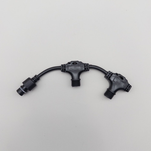 Разветвитель 2-х Лучевой для Бахромы, Занавесов и Нитей 220В без Возможности Управления, Провод Черный Каучук, IP65