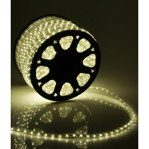 Светодиодный Дюралайт Ø13 мм Тепло-Белый 220В, 36 LED/м, Свечение 360°, IP65, Бухта 100м