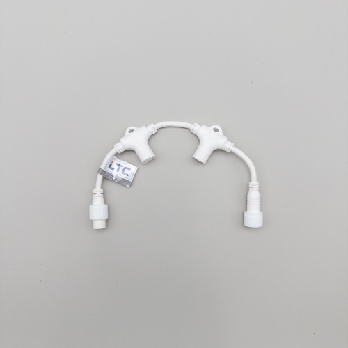 Разветвитель 2-х Лучевой для Бахромы, Занавесов и Нитей 220В без Возможности Управления, Провод Белый Каучук, IP65