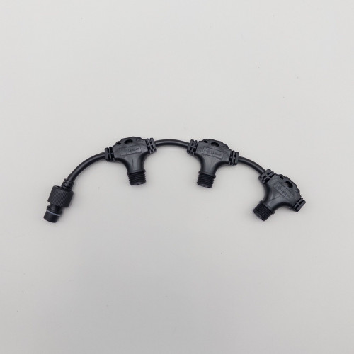 Разветвитель 3-х Лучевой для Бахромы, Занавесов и Нитей 220В без Возможности Управления, Провод Черный Каучук, IP65