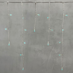 Гирлянда Бахрома на Батарейках 3 х 0,5 м Аква, 100 LED, Провод Прозрачный Силикон, IP65