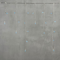 Гирлянда Бахрома на Батарейках 3 х 0,5 м Светло-Голубая, 100 LED, Провод Прозрачный Силикон, IP65