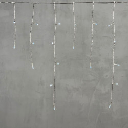 Гирлянда Бахрома на Батарейках 3 x 0,5 м Белая, 100 LED, Провод Прозрачный Силикон, IP65