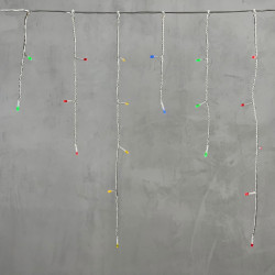 Гирлянда Бахрома на Батарейках с Таймером 3 х 0,5 м Разноцветная, 100 LED, Провод Прозрачный Силикон, IP65