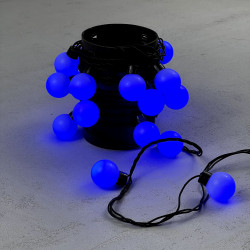 Гирлянда «Шарики» 10м Синяя 220В, Диаметр Шарика 23мм, 100 LED, Провод Черный Каучук 2,3мм, IP54