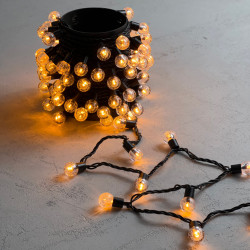 Гирлянда «Шарики» 10м Желтая 220В, Диаметр Шарика 23мм, 100 LED, Провод Черный Каучук 2,3мм, IP54