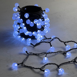 Гирлянда «Шарики» 10м Белая 220В, Диаметр Шарика 23мм, 100 LED, Провод Черный Каучук 2,3мм, IP54