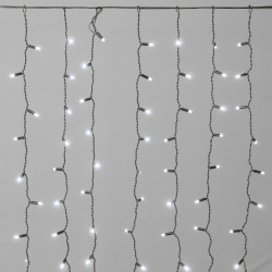 Гирлянда Занавес Облегченный c Колпачком 2 x 1 м Белый 220В, 200 LED, Провод Черный Каучук 2,3мм, IP65