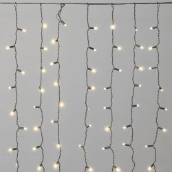 Гирлянда Занавес Облегченный c Колпачком 2 x 1 м Тепло-Белый 220В, 200 LED, Провод Черный Каучук 2,3мм, IP65