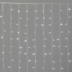Гирлянда Занавес Облегченный 2 x 1 м Белый 220В, 200 LED, Провод Прозрачный ПВХ, IP54