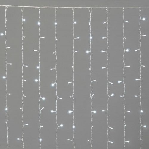 Гирлянда Занавес Облегченный 2 x 1 м Белый 220В, 200 LED, Провод Прозрачный ПВХ, IP54