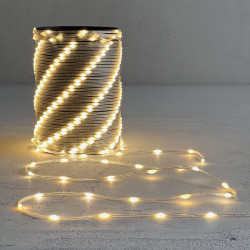 Гирлянда Роса Про 1м Тепло-Белая 24В, 10 LED, Провод Прозрачный ПВХ, IP65