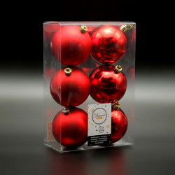 Набор Елочных Шаров 6 шт Красные, Ø8 см