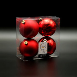 Набор Елочных Шаров 4 шт Красные, Ø10 см