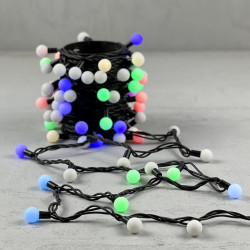 Гирлянда «Шарики» 10м RGB 220B, Диаметр Шарика 23мм, 100 LED, Провод Черный Каучук, IP65