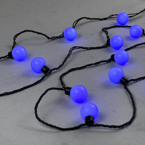 Гирлянда «Шарики» 5м Синяя 220В, Диаметр Шарика 40мм, 20 LED, Провод Черный Каучук, IP65 Гирлянда «Шарики» 5м Синяя 220В, Диаметр Шарика 40мм, 20 LED, Провод Черный Каучук, IP65