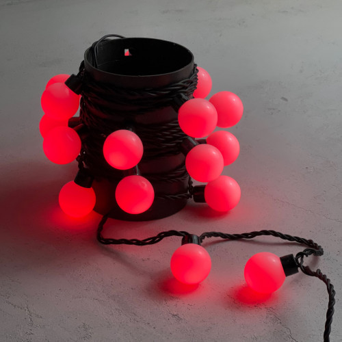 Гирлянда «Шарики» 5м Красная 220В, Диаметр Шарика 40мм, 20 LED, Провод Черный Каучук, IP65 Гирлянда «Шарики» 5м Красная 220В, Диаметр Шарика 40мм, 20 LED, Провод Черный Каучук, IP65