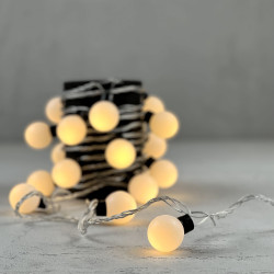 Гирлянда «Шарики» 5м Тепло-Белая 220В, Диаметр Шарика 40мм, 20 LED, Провод Прозрачный Силикон, IP65