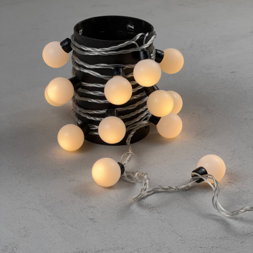 Гирлянда «Шарики» 5м Тепло-Белая 220В, Диаметр Шарика 40мм, 20 LED, Провод Прозрачный Силикон, IP65