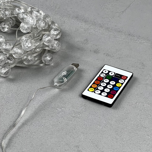 Гирлянда Шарики Смарт 10м Разноцветная с Управлением 5В, Диаметр Шарика 20мм, 100 LED, Провод Прозрачный ПВХ, IP44 Гирлянда Шарики Смарт 10м Разноцветная с Управлением 5В, Диаметр Шарика 20мм, 100 LED, Провод Прозрачный ПВХ, IP44