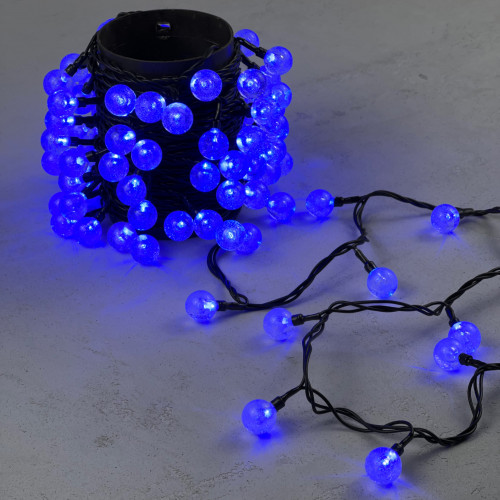 Гирлянда «Шарики» 10м Синяя 220В, Диаметр Шарика 23мм, 100 LED, Провод Черный Каучук 2,3мм, IP54 Гирлянда «Шарики» 10м Синяя 220В, Диаметр Шарика 23мм, 100 LED, Провод Черный Каучук 2,3мм, IP54