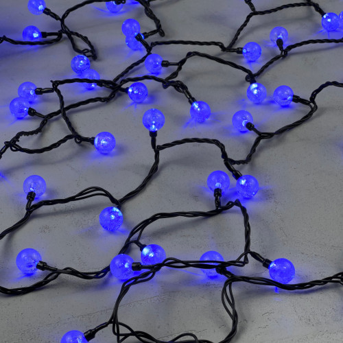 Гирлянда «Шарики» 10м Синяя 220В, Диаметр Шарика 23мм, 100 LED, Провод Черный Каучук 2,3мм, IP54 Гирлянда «Шарики» 10м Синяя 220В, Диаметр Шарика 23мм, 100 LED, Провод Черный Каучук 2,3мм, IP54