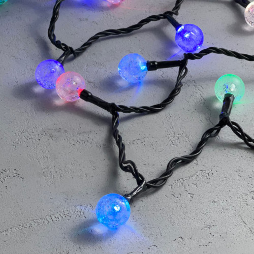 Гирлянда «Шарики» 10м Разноцветная 220В, Диаметр Шарика 23мм, 100 LED, Провод Черный Каучук 2,3мм, IP54 Гирлянда «Шарики» 10м Разноцветная 220В, Диаметр Шарика 23мм, 100 LED, Провод Черный Каучук 2,3мм, IP54