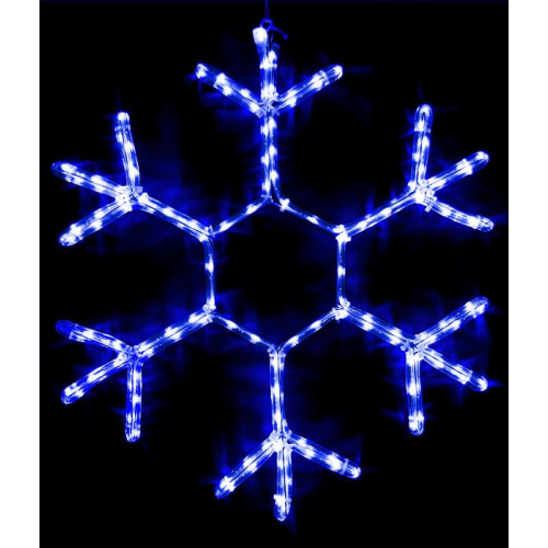 Светодиодная Снежинка 'Зимняя Классика' Ø0,7м Синяя, Дюралайт на Металлическом Каркасе, IP65