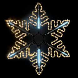 Светодиодная Снежинка 'Black Edition' Ø0,8м Тепло-Белая с Динамикой Белого Диода 24В, Дюралайт на Металлическом Каркасе, IP65