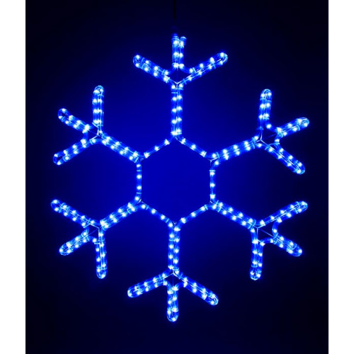 Светодиодная Снежинка 'Зимняя Классика' Ø0,5м Синяя, Дюралайт на Металлическом Каркасе, IP65