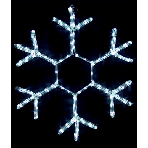 Светодиодная Снежинка 'Зимняя Классика' Ø0,7м Белая, Дюралайт на Металлическом Каркасе, IP65