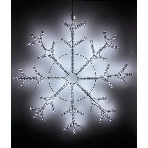 Светодиодная Снежинка 'Зимняя Классика' Ø1,1м Белая, Дюралайт на Металлическом Каркасе, IP65