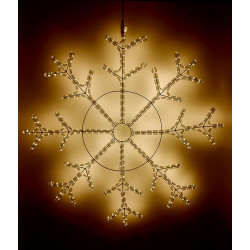 Светодиодная Снежинка 'Зимняя Классика' Ø1,1м Тепло-Белая, Дюралайт на Металлическом Каркасе, IP65